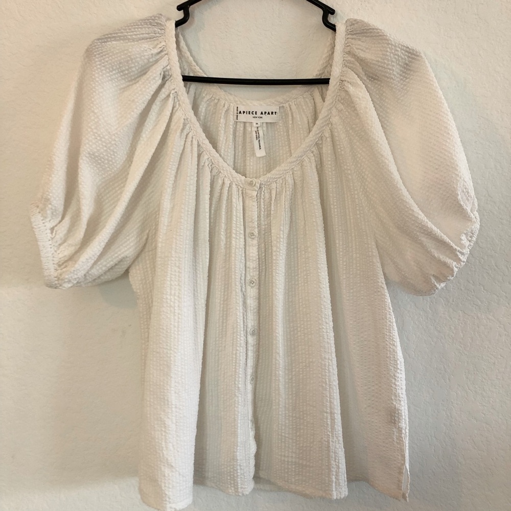 Apiece Apart Cotton Puff Sleeve Blouse